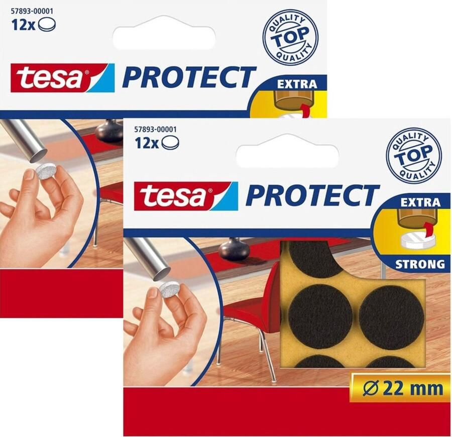 Tesa meubelvilt 24x bruin 2 cm rond meubelbeschermers vil Vloerbescherming Beschermvilt Meubelvilt Viltglijders Anti-kras vilt