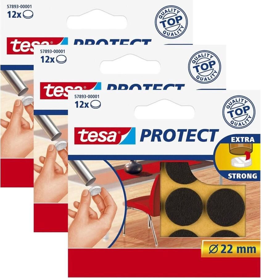 Tesa meubelvilt 36x bruin 2 cm rond meubelbeschermers vil Vloerbescherming Beschermvilt Meubelvilt Viltglijders Anti-kras vilt