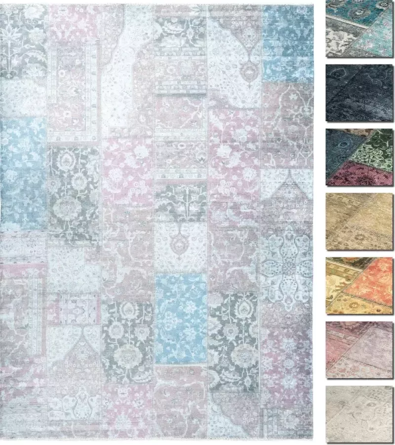 TESSO LIVING Kelim Patchwork Tapijt Woonkamer Hemel Blauw 120 X 160 cm Modern Laagpolig Vloerkleed Superzacht Machinewasbaar