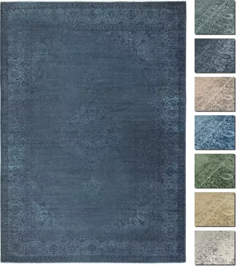 TESSO LIVING Kelim Vintage Vloerkleed Blauw 230 X 320 cm Premium Laagpolig Woonkamer Tapijt Anti-Slip Machinewasbaar & Super Zacht