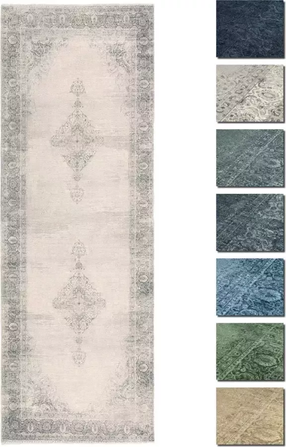 TESSO LIVING Kelim Vintage Vloerkleed Crème 80 X 290 cm Premium Laagpolig Woonkamer Tapijt Anti-Slip Machinewasbaar & Super Zacht