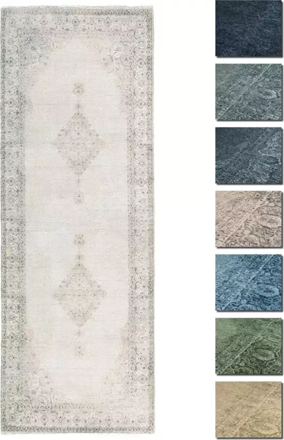 TESSO LIVING Kelim Vintage Vloerkleed Zand 80 X 290 cm Premium Laagpolig Woonkamer Tapijt Anti-Slip Machinewasbaar & Super Zacht