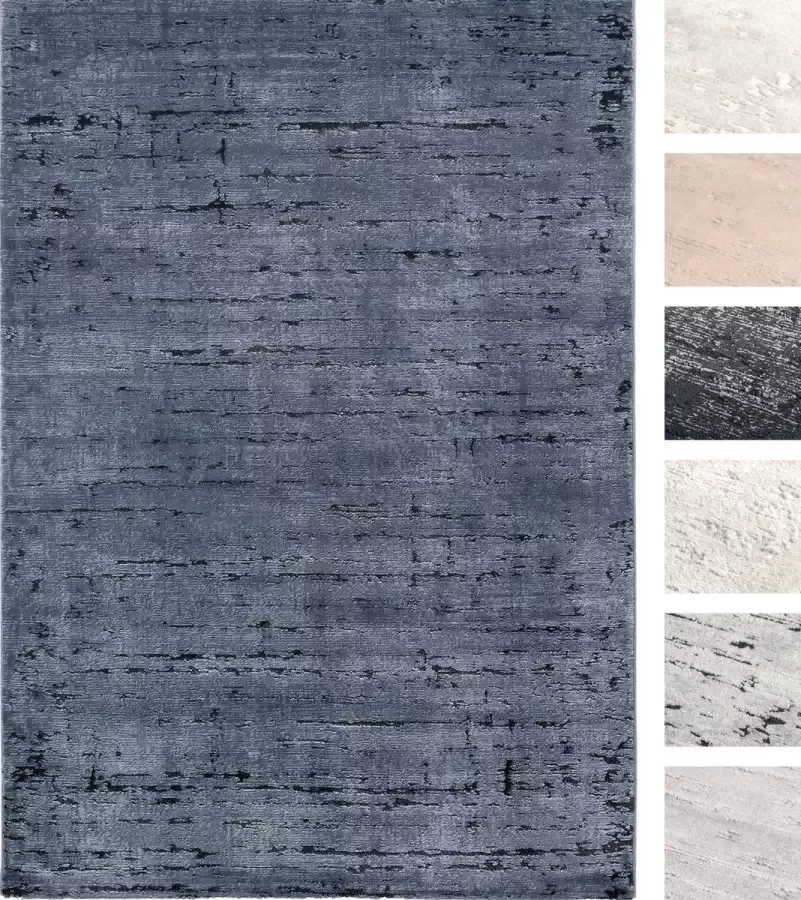 TESSO LIVING Laagpolig Vloerkleed Blauw 195 X 290 cm Tapijt Voor Woonkamer Superzacht Modern Laagpolig Tapijt