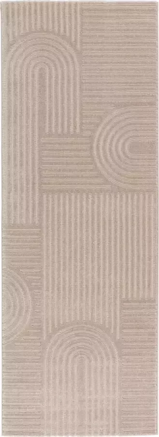 TESSO LIVING Laagpolig Vloerkleed Loper Woonkamer Boho Geometrisch -Beige 80cm x 220cm Superzacht Modern Vloerkleed