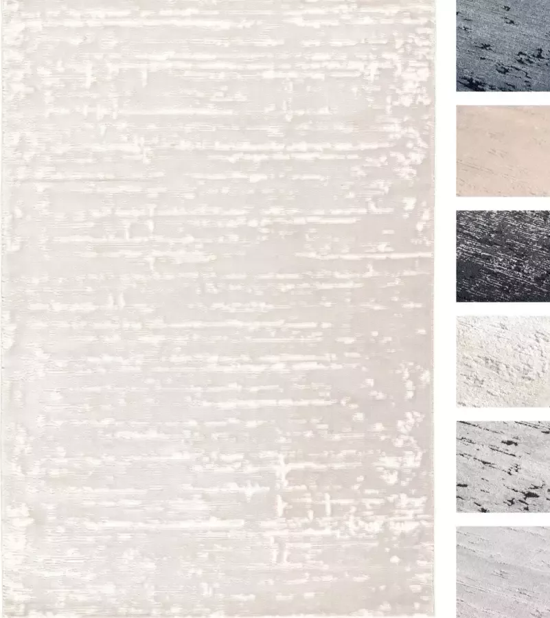 TESSO LIVING Modern Laagpolig Vloerkleed – 120 X 170 cm – Off White – Premium Woonkamer Tapijt – Geschikt voor Vloerverwarming