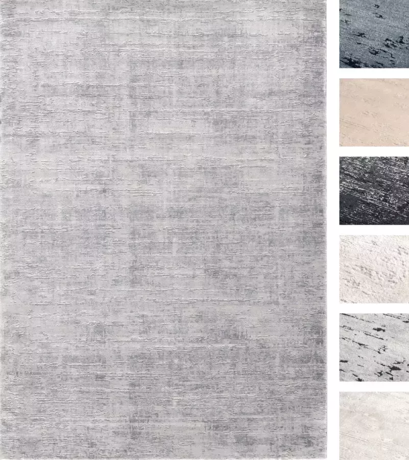 TESSO LIVING Modern Laagpolig Vloerkleed – 155 X 230 cm – Zilver – Premium Woonkamer Tapijt – Geschikt voor Vloerverwarming