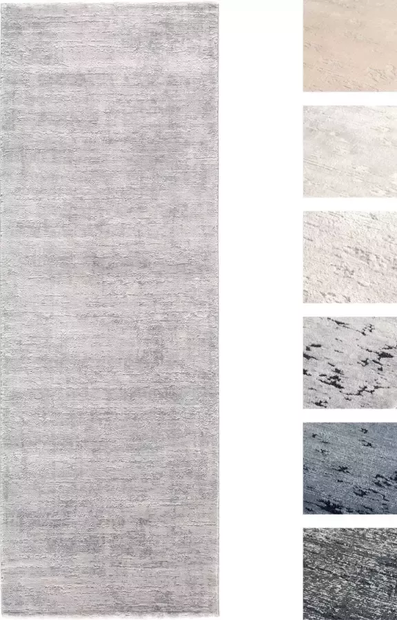 TESSO LIVING Modern Laagpolig Vloerkleed – 80 X 300 cm – Zilver – Premium Woonkamer Tapijt – Geschikt voor Vloerverwarming