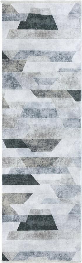 TESSO LIVING Kelim Trend Tapijt Woonkamer Licht Grijs 80cm x 215cm Modern Laagpolig Vloerkleed Superzacht Machinewasbaar Non-slip