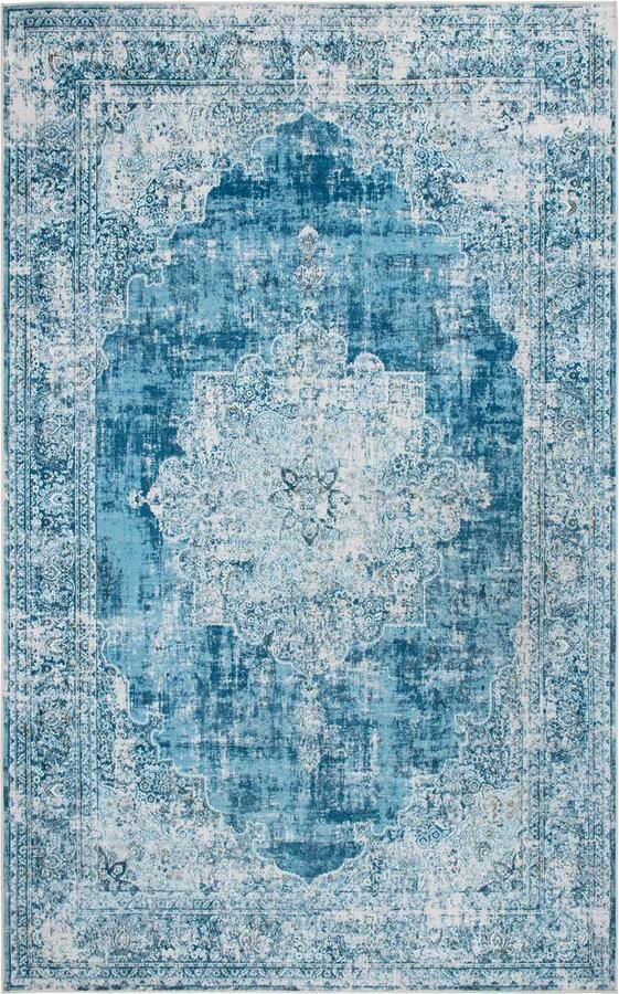 TESSO LIVING Vintage Tapijt Zacht Machinewasbaar Vloerkleed Antislip Premium Polyester Vezels Blauw 120cm x 160cm