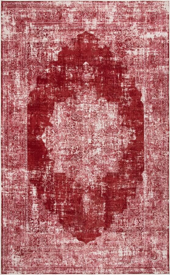 TESSO LIVING Vintage Tapijt Zacht Machinewasbaar Vloerkleed Antislip Premium Polyester Vezels Bordeaux Rood 120cm x 160cm