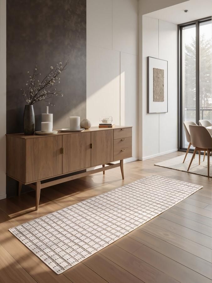 TESSO LIVING Zacht Laagpolig Loper Vloerkleed 3D-effect Cream-Beige Boho Scandi Tapijt Woonkamer Slaapkamer 80cm x 220cm