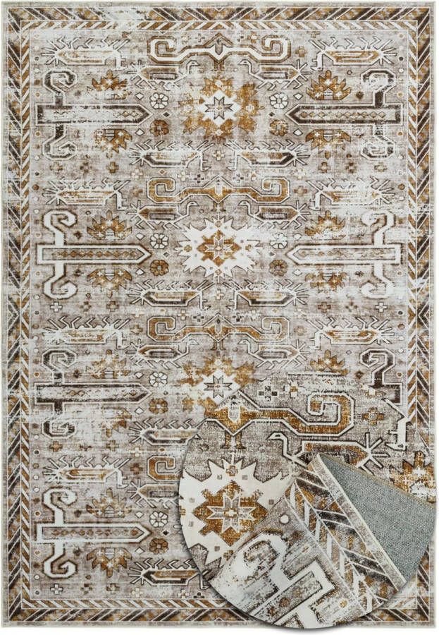 TESSO LIVING Vintage Oosters Tapijt Zacht Machinewasbaar Vloerkleed Antislip Premium Polyester Vezels Beige 120cm x 160cm