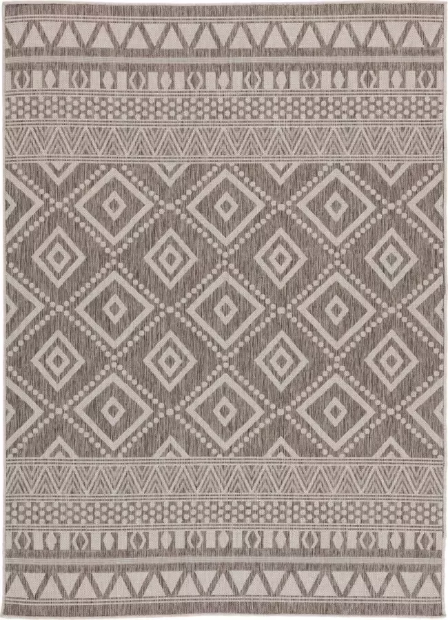 TESSO LIVING Vloerkleed voor binnen en buiten Antislip Balkon Terras Keuken Boho Etnisch -Beige 120cm x 160cm UV- en Weersbestendig Modern Tuintapijt