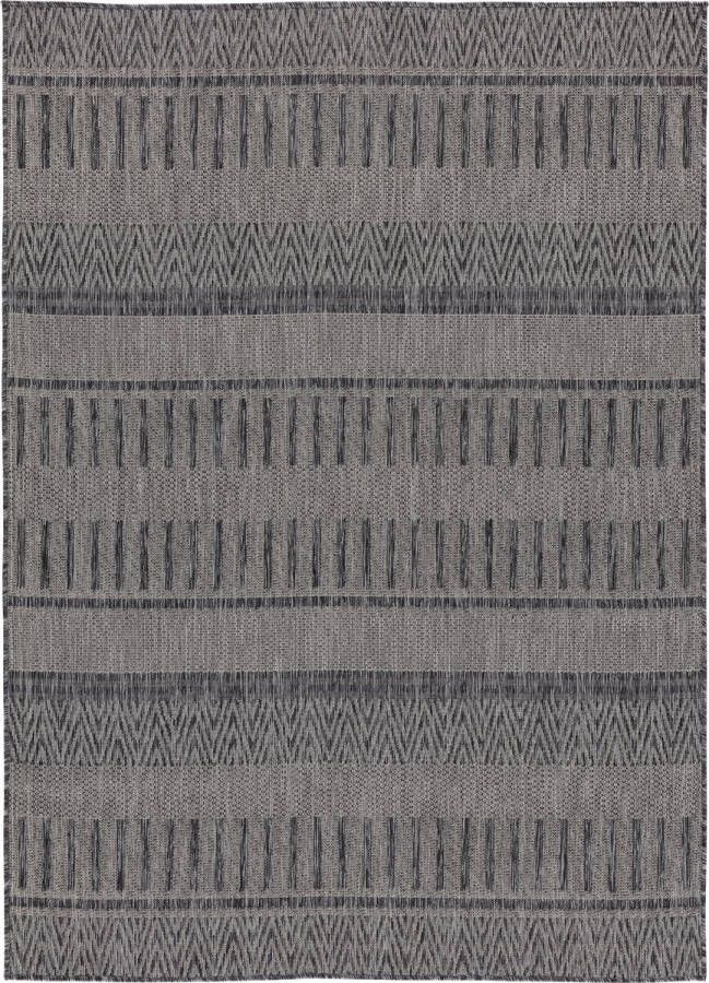 TESSO LIVING Vloerkleed voor binnen en buiten Antislip Balkon Terras Keuken Boho Geometrisch -Donkergrijs 160cm x 220cm UV- en Weersbestendig Modern Tuintapijt