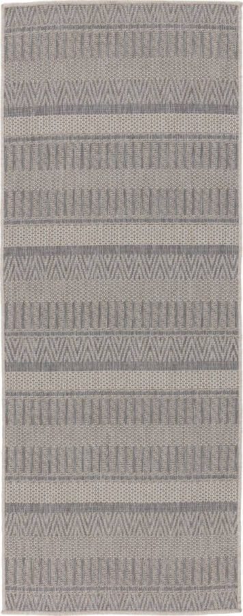 TESSO LIVING Vloerkleed voor binnen en buiten Antislip Balkon Terras Keuken Boho Geometrisch -Lichtgrijs 80cm x 220cm UV- en Weersbestendig Modern Tuintapijt