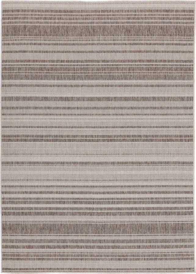 TESSO LIVING Vloerkleed voor binnen en buiten Antislip Balkon Terras Keuken Gestreept -Beige 160cm x 220cm UV- en Weersbestendig Modern Tuintapijt