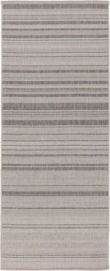 TESSO LIVING Vloerkleed voor binnen en buiten Antislip Balkon Terras Keuken Gestreept -Lichtgrijs 80cm x 220cm UV- en Weersbestendig Modern Tuintapijt