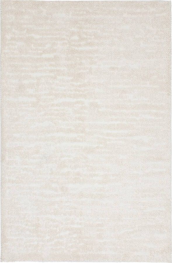 TESSO LIVING Modern Hoogpolig Vloerkleed – 160 x 220 cm – Crème – Premium Woonkamer Tapijt – Japans Boho Scandi Design – Zacht en Warm Ideaal voor de Slaapkamer