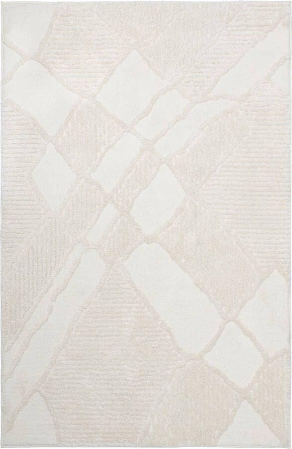 TESSO LIVING Modern Hoogpolig Vloerkleed – 80 x 220 cm – Nordic Wit – Premium Woonkamer Tapijt – Japans Boho Scandi Design – Zacht en Warm Ideaal voor de Slaapkamer