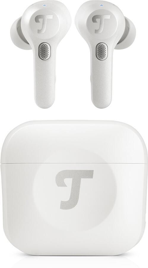 Teufel AIRY TWS PRO True-Wireless in-ear Bluetooth-hoofdtelefoon met actieve ruisonderdrukking transparantiemodus draadloos opladen IPX4 waterbestendig Silver White
