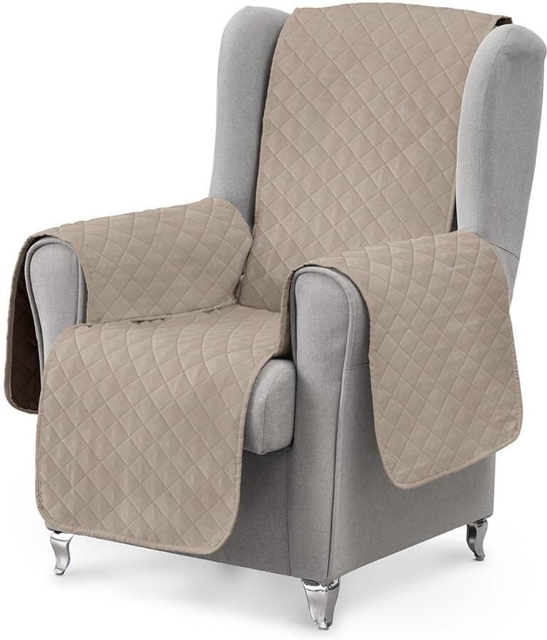 Textil-Home fauteuilbeschermer Relax Luka 1 zits 55cm bankhoes Omkeerbare gewatteerde bankbeschermer. Bankbeschermer beige
