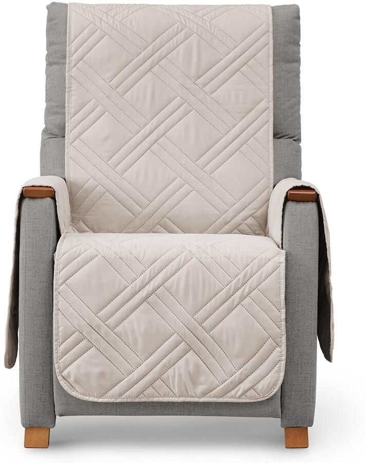 Textil-Home fauteuilbeschermer Relax Luka 1 zits 55cm bankhoes Omkeerbare gewatteerde bankbeschermer. Bankbeschermer ivoor