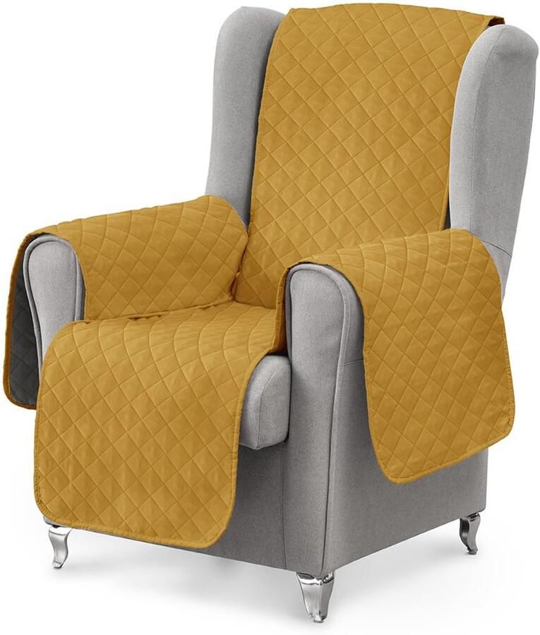 Textil-Home fauteuilbeschermer Relax Luka 1 zits 55cm bankhoes Omkeerbare gewatteerde bankbeschermer. Bankbeschermer mosterd