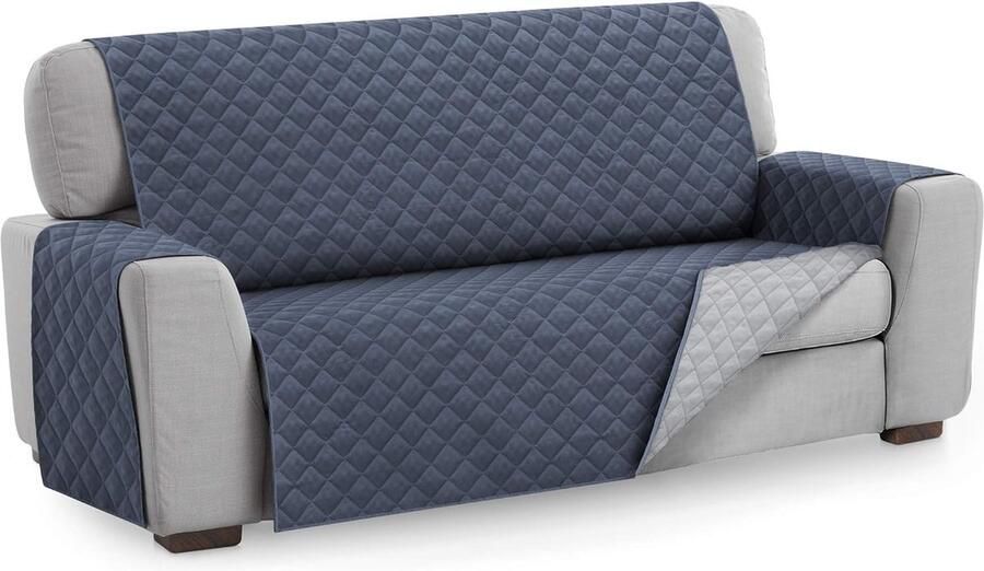 Textil-Home Fauteuilhoes MALU 2-zits omkeerbaar gevoerde bankbescherming. Kleur Blauw