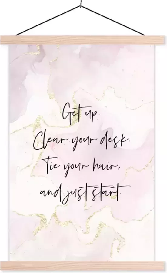 TextilePosters Posterhanger incl. Poster 120x180 cm Schoolplaat Bureau Student Motivatie Quotes Marmer Textielposter Blanke latten