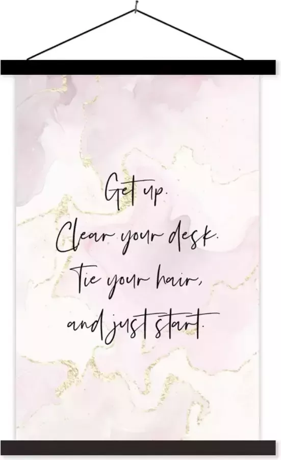 TextilePosters Posterhanger incl. Poster 40x60 cm Schoolplaat Bureau Student Motivatie Quotes Marmer Textielposter Zwarte latten