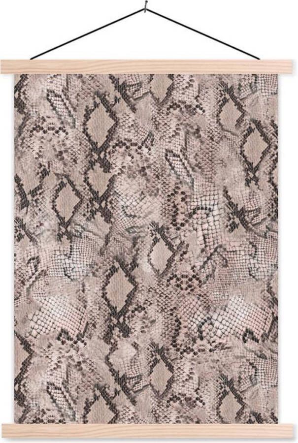 TextilePosters Posterhanger incl. Poster Schoolplaat Dierenhuid Grijs Schubben 60x80 cm Blanke latten