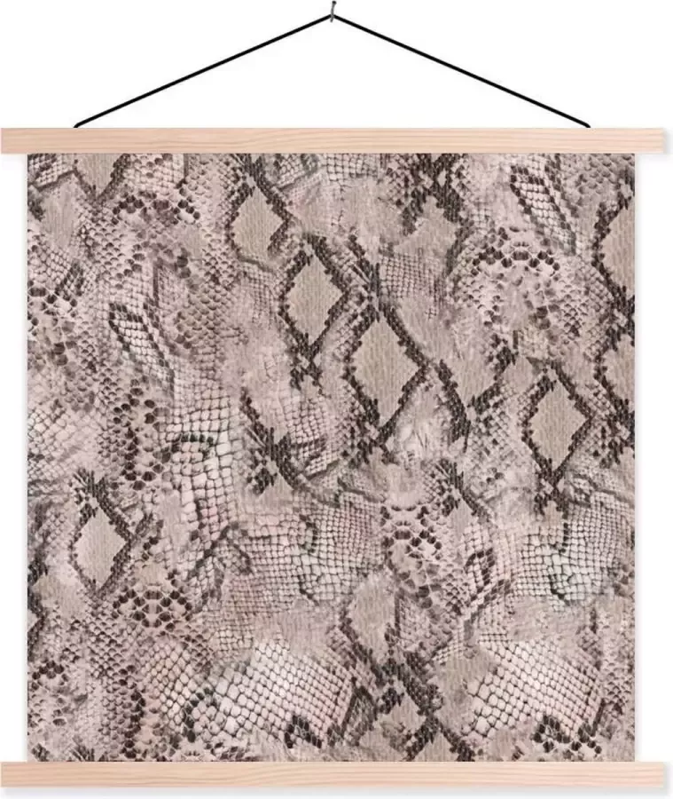 TextilePosters Posterhanger incl. Poster 120x120 cm Schoolplaat Dierenhuid Slang Schubben Grijs Textielposter Blanke latten
