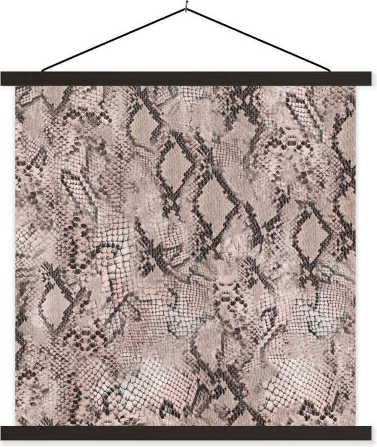 TextilePosters Posterhanger incl. Poster Schoolplaat Dierenhuid Slang Schubben Grijs 120x120 cm Zwarte latten