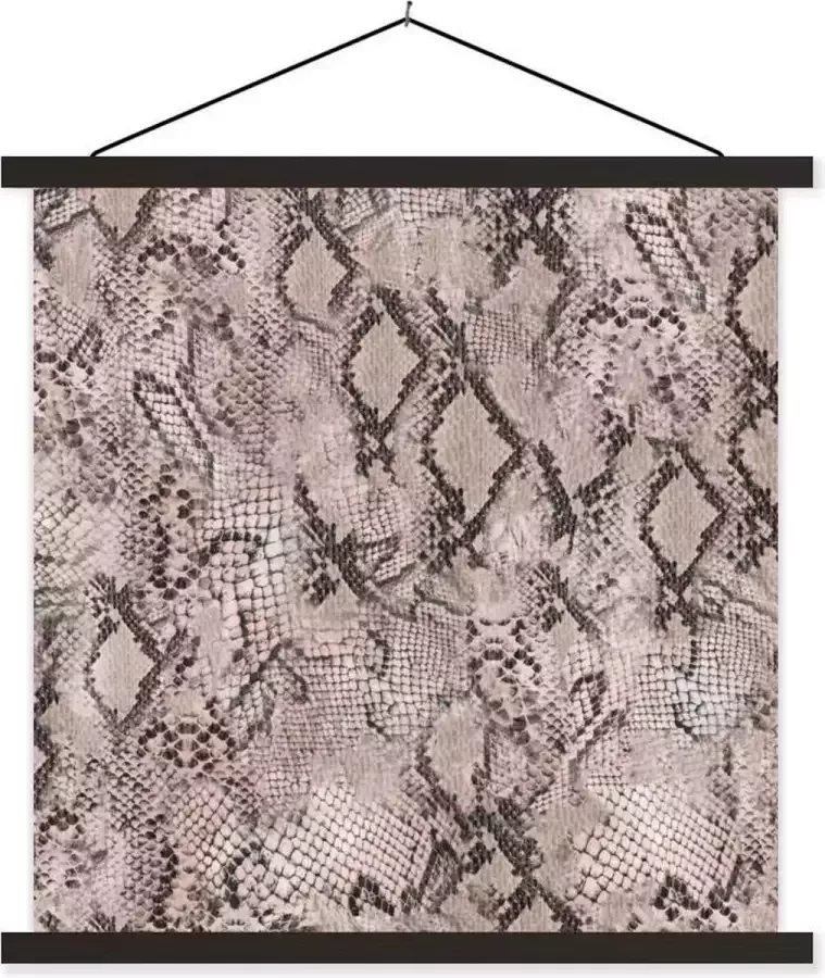 TextilePosters Posterhanger incl. Poster 120x120 cm Schoolplaat Dierenhuid Slang Schubben Grijs Textielposter Zwarte latten
