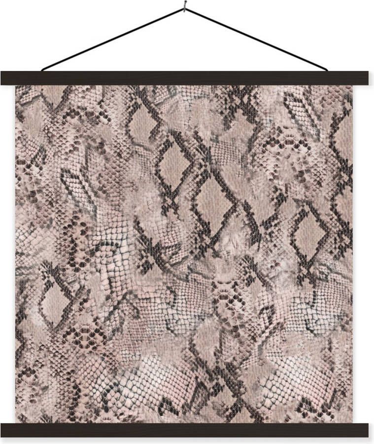 TextilePosters Posterhanger incl. Poster Schoolplaat Dierenhuid Slang Schubben Grijs 60x60 cm Zwarte latten