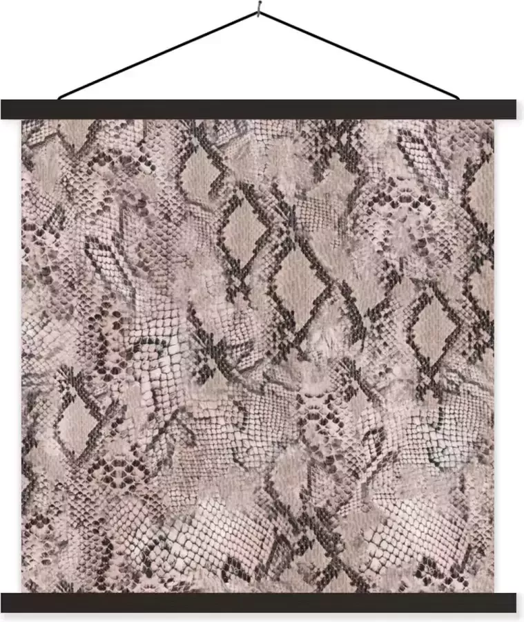 TextilePosters Posterhanger incl. Poster 60x60 cm Schoolplaat Dierenhuid Slang Schubben Grijs Textielposter Zwarte latten