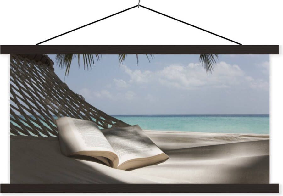 TextilePosters Posterhanger incl. Poster Schoolplaat Hangmat Boek Strand 120x60 cm Zwarte latten - Foto 1