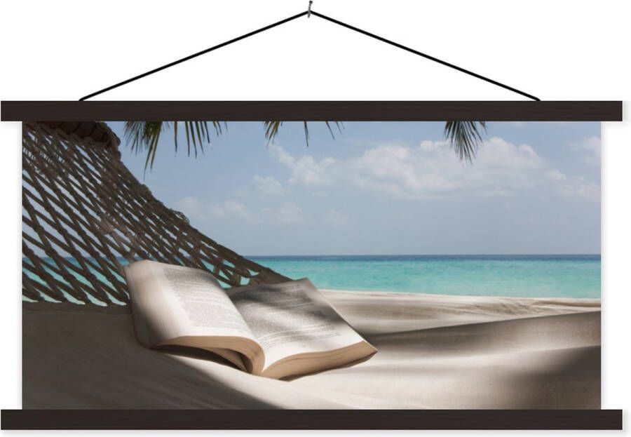 TextilePosters Posterhanger incl. Poster Schoolplaat Hangmat Boek Strand 120x60 cm Zwarte latten