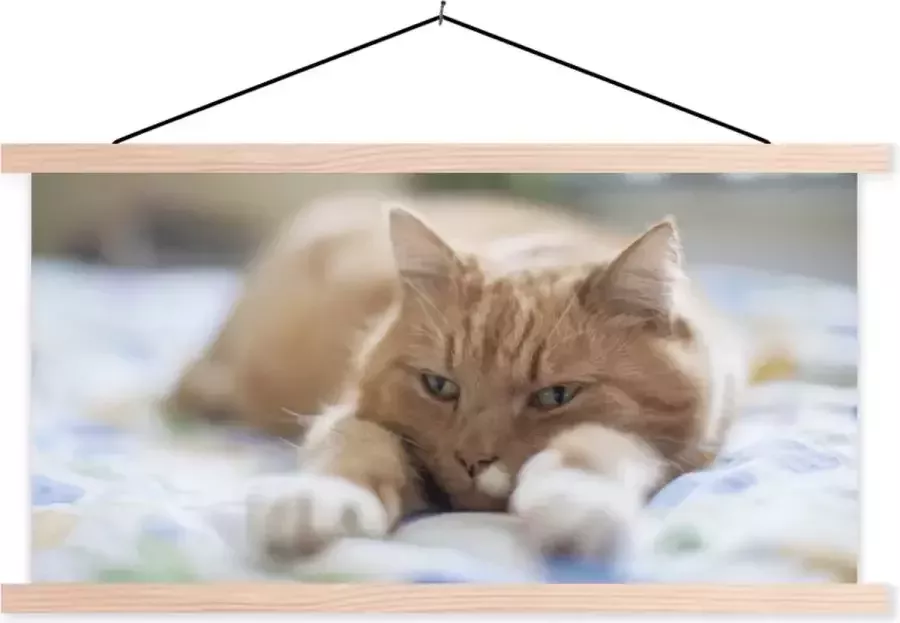 TextilePosters Posterhanger incl. Poster 120x80 cm Schoolplaat Kat Bed Bedsprei Meisjes Kinderen Jongens Kind Textielposter Blanke latten - Foto 3