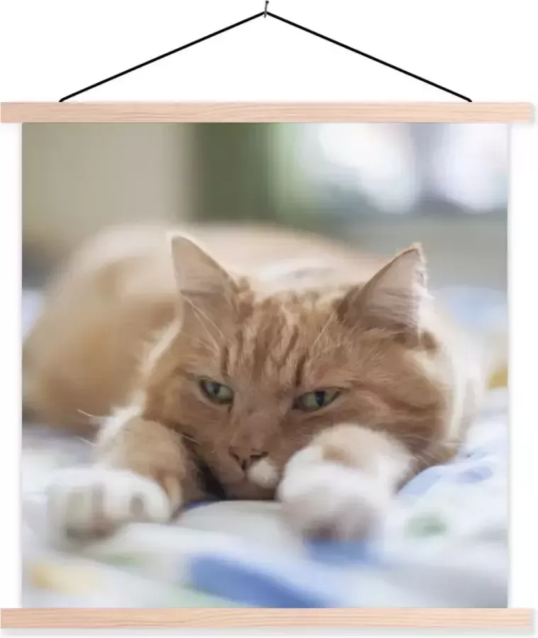 TextilePosters Posterhanger incl. Poster 90x90 cm Schoolplaat Kat Bed Bedsprei Meisjes Kinderen Jongens Kind Textielposter Blanke latten - Foto 2