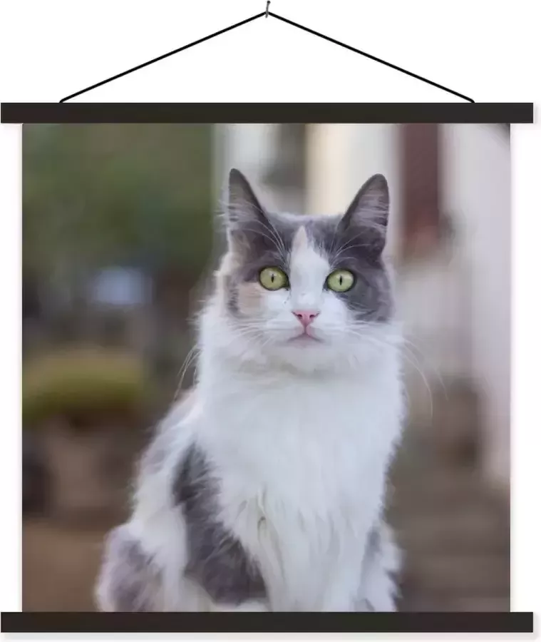 TextilePosters Posterhanger incl. Poster 60x120 cm Schoolplaat Kat Portret Tafel Meisjes Kinderen Jongens Kids Textielposter Blanke latten