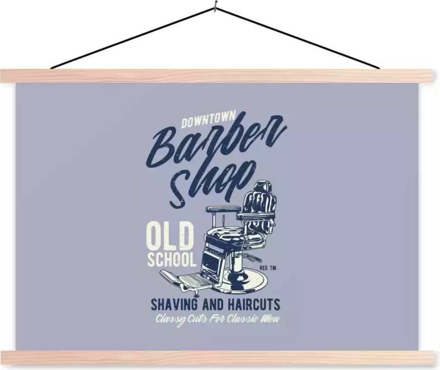 TextilePosters Posterhanger incl. Poster 120x80 cm Schoolplaat Mancave Stoel Barber Luxe Vintage Textielposter Blanke latten Vaderdag cadeau Geschenk Cadeautje voor hem Tip Mannen