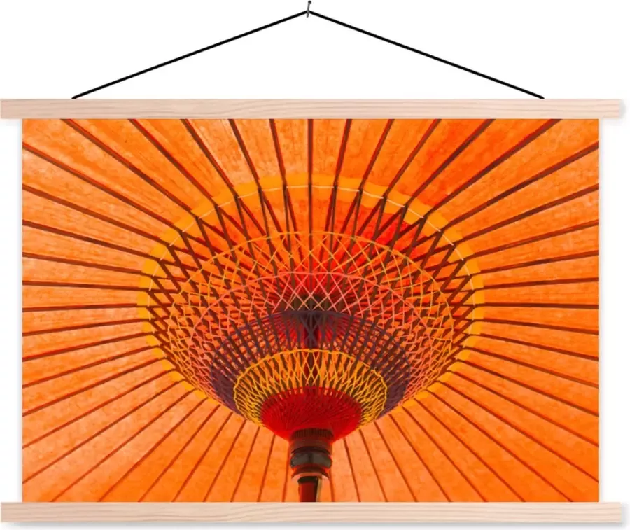 TextilePosters Posterhanger incl. Poster Schoolplaat Oranje gekleurde papieren parasol 60x40 cm Blanke latten