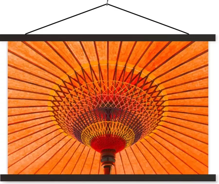TextilePosters Posterhanger incl. Poster Schoolplaat Oranje gekleurde papieren parasol 60x40 cm Zwarte latten