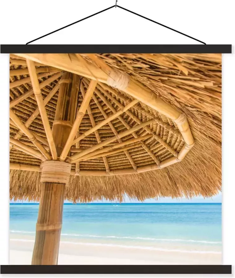 TextilePosters Posterhanger incl. Poster 120x120 cm Schoolplaat Parasol Strand Zee Tropisch Textielposter Zwarte latten