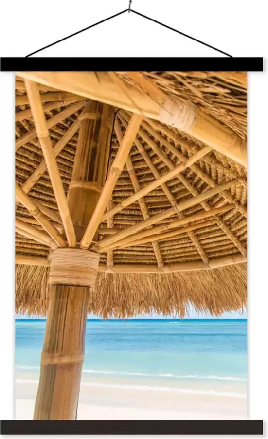 TextilePosters Posterhanger incl. Poster 120x180 cm Schoolplaat Parasol Strand Zee Tropisch Textielposter Zwarte latten