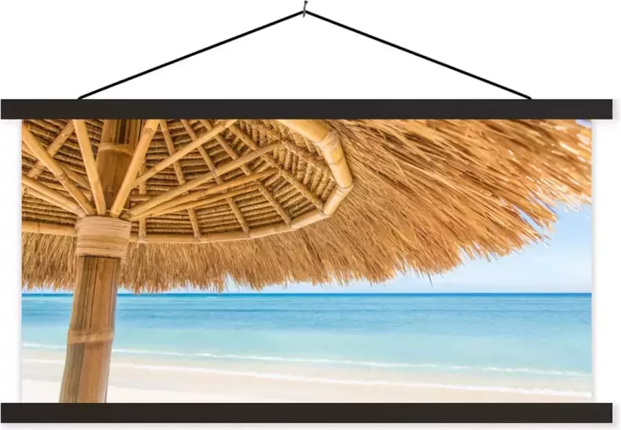 TextilePosters Posterhanger incl. Poster 150x75 cm Schoolplaat Parasol Strand Zee Tropisch Textielposter Zwarte latten