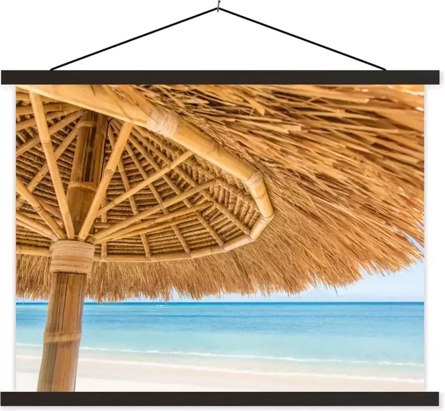TextilePosters Posterhanger incl. Poster 40x30 cm Schoolplaat Parasol Strand Zee Tropisch Textielposter Zwarte latten