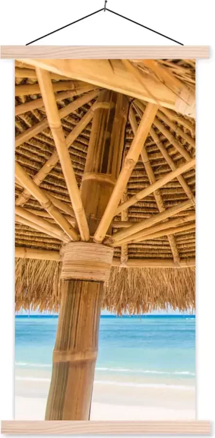 TextilePosters Posterhanger incl. Poster 60x120 cm Schoolplaat Parasol Strand Zee Tropisch Textielposter Blanke latten