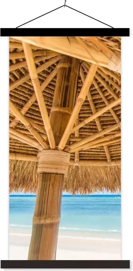 TextilePosters Posterhanger incl. Poster 60x120 cm Schoolplaat Parasol Strand Zee Tropisch Textielposter Zwarte latten